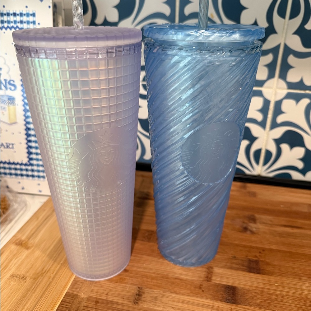 Starbucks Iridescent and Blue Tumbler Duo